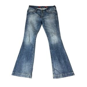 Express Flare Stella Womens 10L Low Rise Blue Denim Jean Distressed Cowboy 30x33